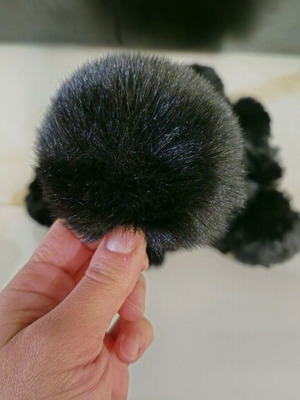 Black synthetic pom poms pack of 16 new