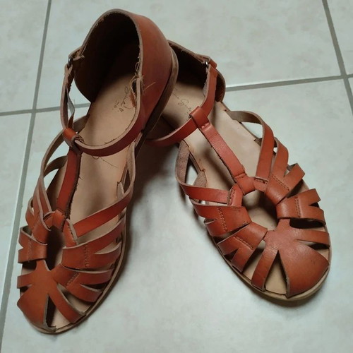Zara genuine leather flatform sandals size 36 like new, brown