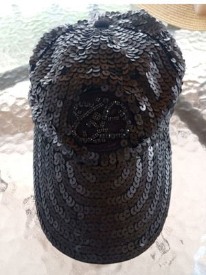 Beaded hat black, new, one size
