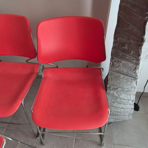 3 Chairs with metal frame