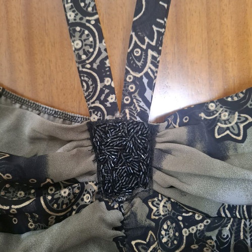 Morgan dress XS/S like new, olive with black and gold halter design