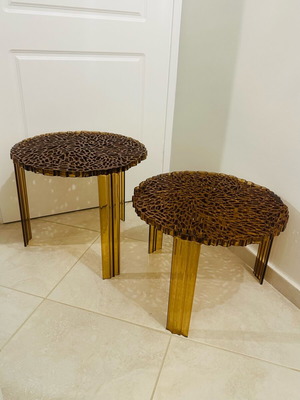 Kartell T-Table σετ 2 σχεδόν αχρησιμοποίητα, κεχριμπαρένιο χρώμα