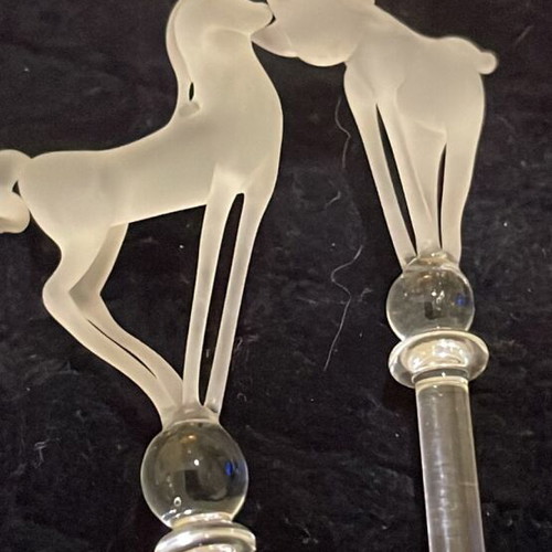 Crystal drink stirrers with animals, set of 4, new