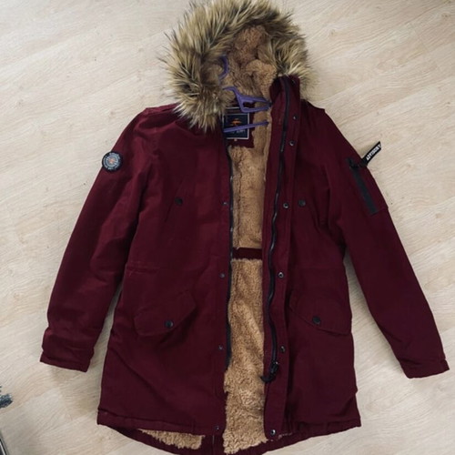 Jacket with fur new, size L / 40 / 12, warm