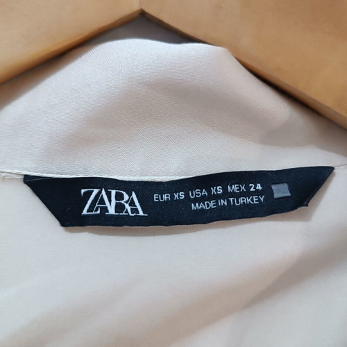Zara satin corset shirt with bell sleeves XS like new, beige