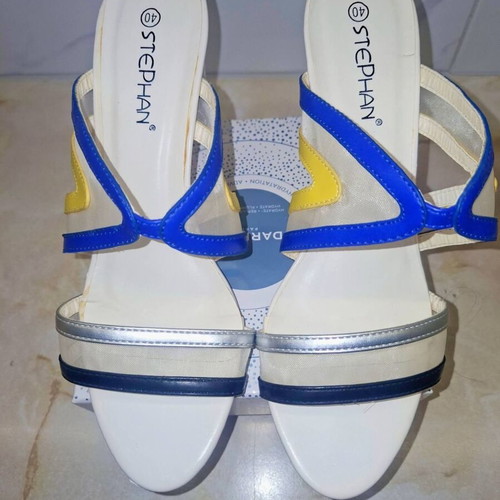 Stephan Sandals New Size 40 Blue Gold with Transparent Heel