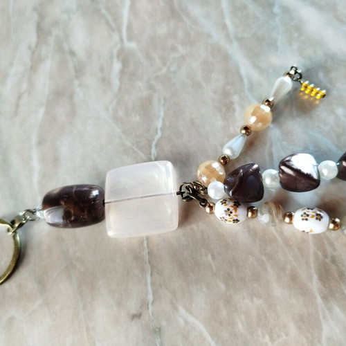 Keychain purse charm new, brown tones