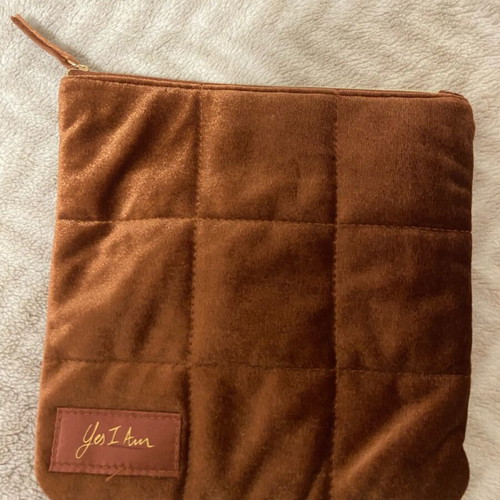 Cacharel Yes I am velvet toiletry bag like new, brown