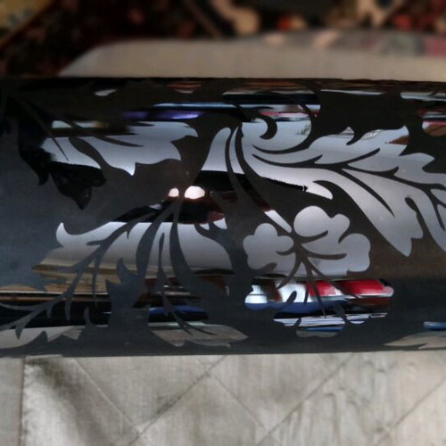 Porcelain vase new black with matte and glossy flowers