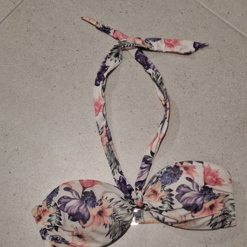 H&M Mix & Match Bikini Set Like New, Floral Bandeau Top & Scalloped Bottoms