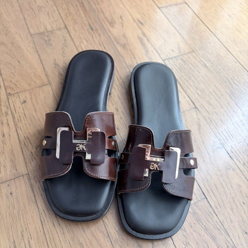 Gianna Kazakou leather slippers dark brown, like new, size 38