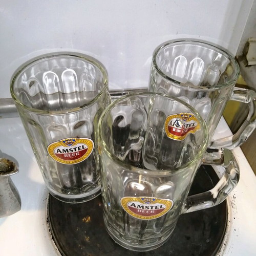 Amstel beer glasses 1 liter like new, all together