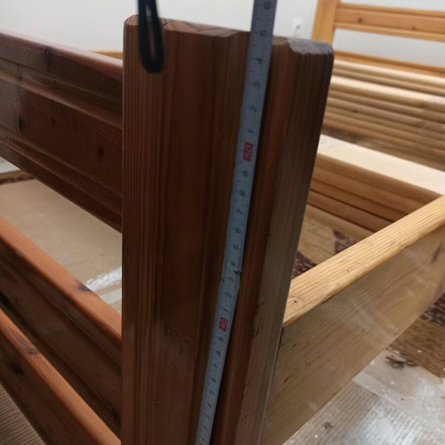 Wooden semi-double bed used with mattress and drawer