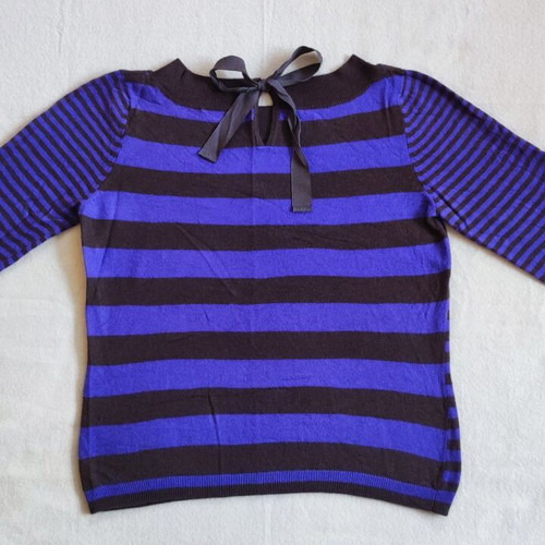 Laurèl Striped Knit Blouse size S like new, brown and purple