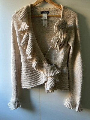 Morgan knitted crossover slim fit cardigan like new, beige
