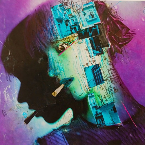 Modern art collage print "Abuse" signed