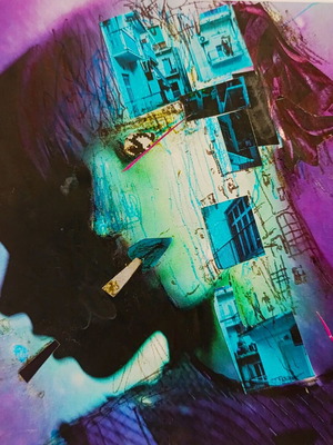 Modern art collage print "Abuse" signed