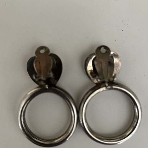 Folli Follie silver earrings with gold heart clip, like new
