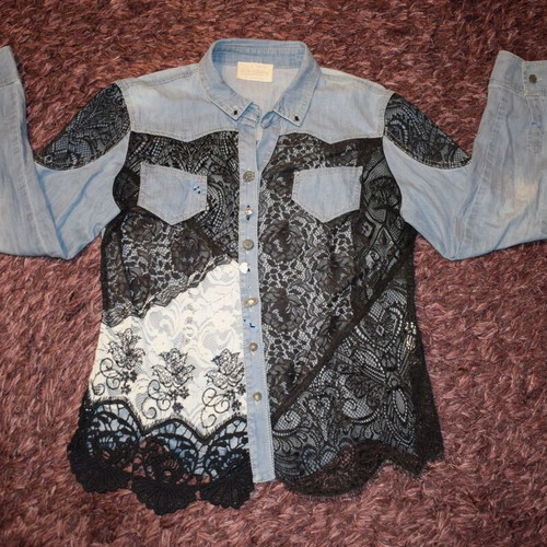 Elisa Cavaletti Shirt Jeans Women size S used, lace details