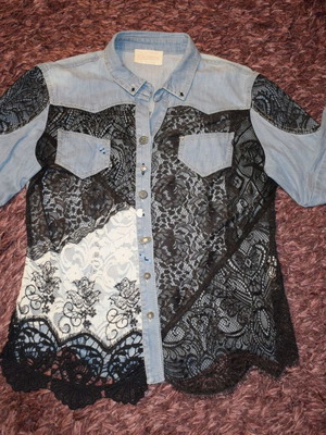 Elisa Cavaletti Shirt Jeans Women size S used, lace details