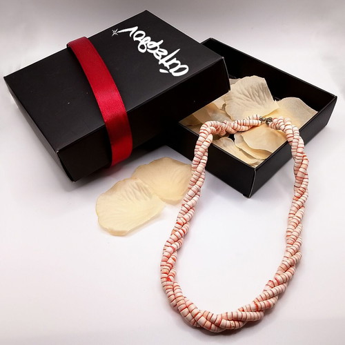 Coral three-strand necklace 46cm new, Apefthon, pink-orange