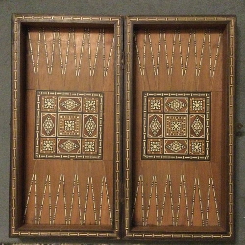 Traditional handmade chess and backgammon board used