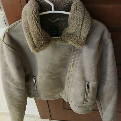 Primark Aviator Jacket new, grey with fur lining, size L
