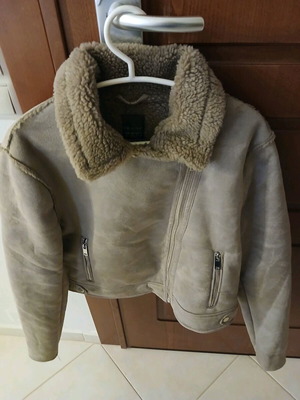 Primark Aviator Jacket new, grey with fur lining, size L