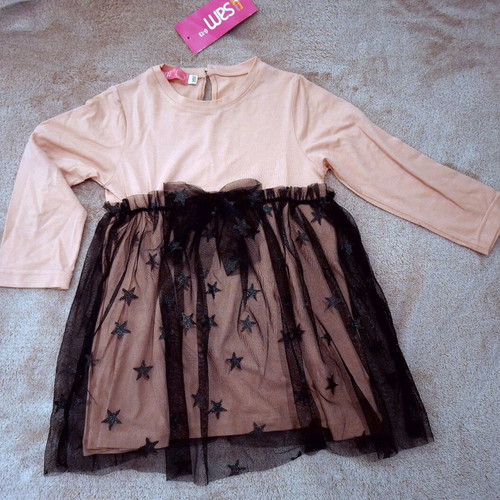 Sam 0-13 tulle dress for 18-month-old girl, new, long-sleeve, salmon color
