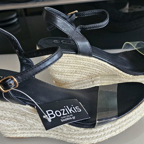 Bozikis platform shoes like new, black with transparent detail, size 41