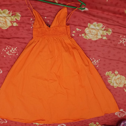 Zara orange summer dress Small new, 100% cotton