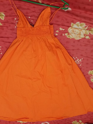 Zara orange summer dress Small new, 100% cotton