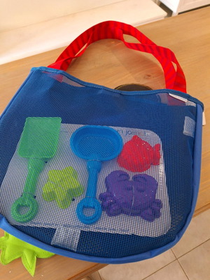 Beach bag children's new with plastic tools