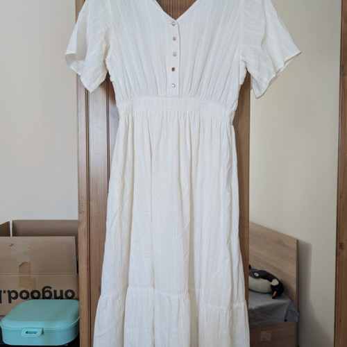Japanese white dress with back bow, size S