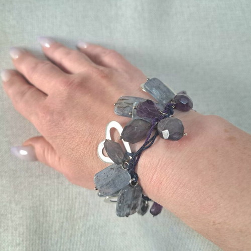 Vally Kontidis 925 silver bracelet with kyanite, amethyst and sapphire