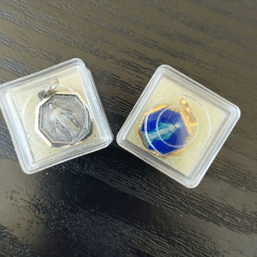Vintage religious pendants Our Lady of Lourdes, set of 2, new