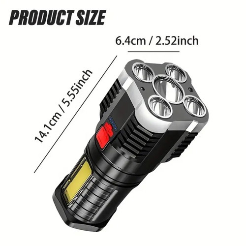 Rechargeable 5Led flashlight new with USB and side light