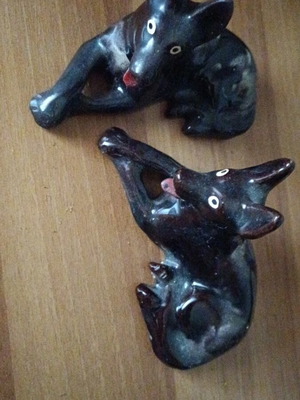 Two vintage ceramic dog statues from 1960