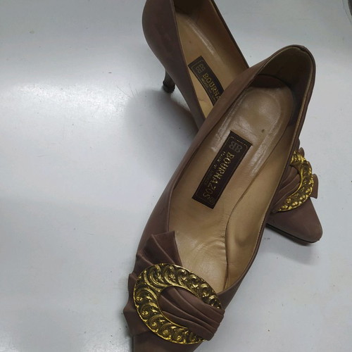 Vintage Bournazos kitten-heeled shoes like new, brown, 7cm heel