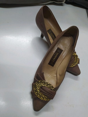 Vintage Bournazos kitten-heeled shoes like new, brown, 7cm heel