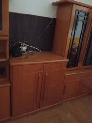 Large 90s Living Room Unit with Glass Cabinets and Bar used