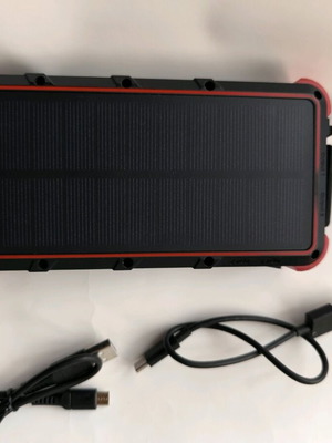 Outxe power bank 20000mha solar used with flashlight and USB C, Micro USB ports