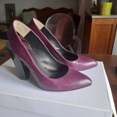 D&G slingback shoes used, leather, magenta purple, size 36.5