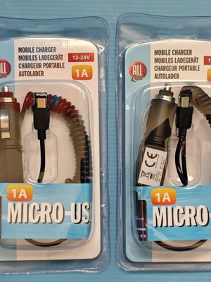 Φορτιστές αυτοκινήτου All Ride 1A Micro-USB πακέτο 4 καινούργιοι