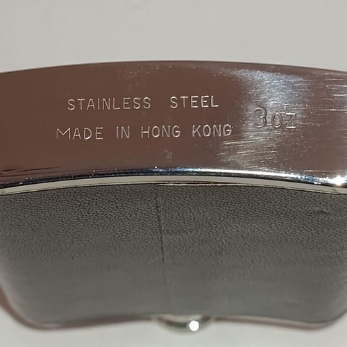 Benson & Hedges 3oz hip flask used, stainless steel with leatherette