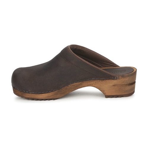 Sanita clogs brown like new, leather with wooden sole, size 37