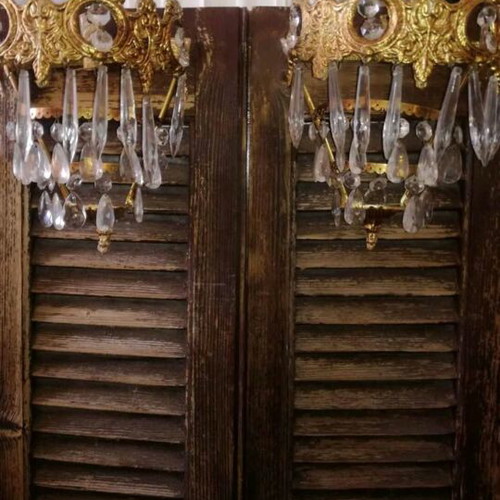 Vintage set of wall sconces with crystals like new