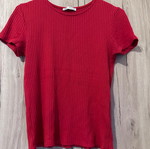 Zara ribbed red T shirt used, size S