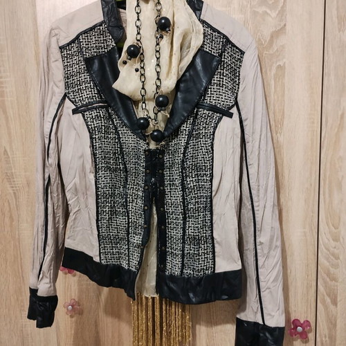 Biba blazer like new with eco leather and biker style, size L