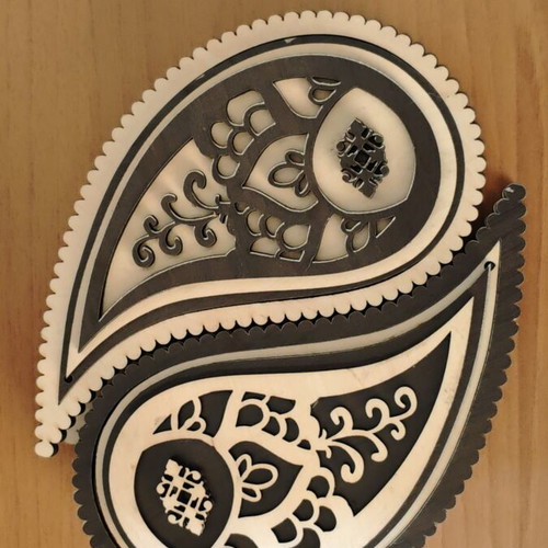 Handmade wooden Yin Yang Paisley jewelry box